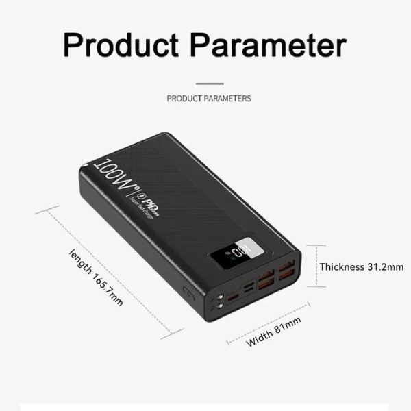 100W Super Fast Charging 50000mAh Power Bank with 4 USB & Wireless Charging - Image 7