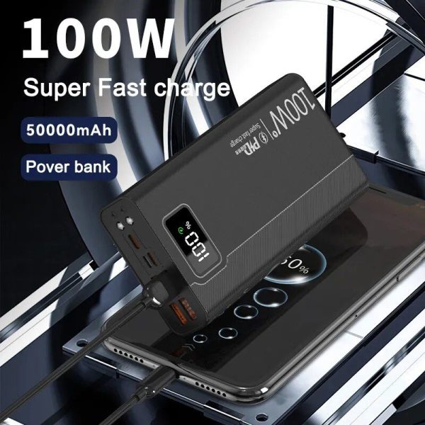 100W Super Fast Charging 50000mAh Power Bank with 4 USB & Wireless Charging - Image 2