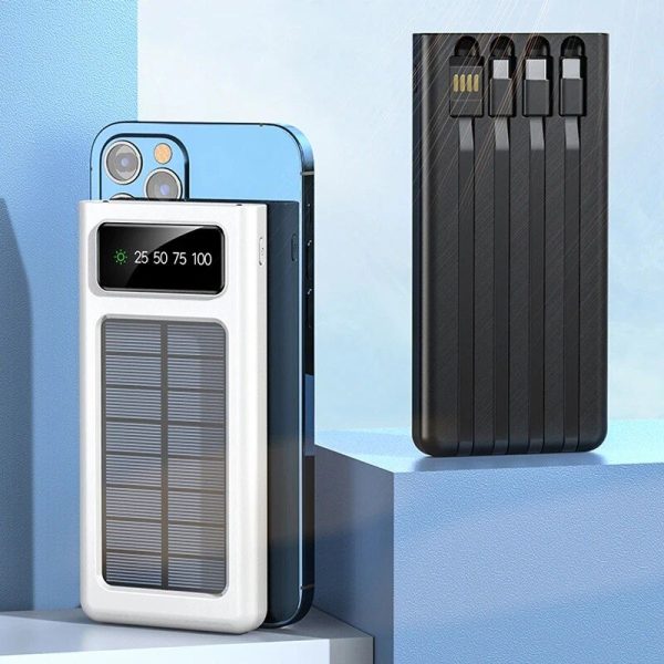 Ultra Capacity 80000mAh Solar Power Bank with Built-In Cables & LED Light - Image 3