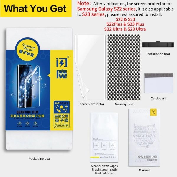 2pcs Hydrogel Screen Protector for Samsung Galaxy S23 Ultra S22 S21 S20 Plus, Soft Full Glue Film for Note 20 10 9 8, Crystal Clear & Highly Responsive Protective Cover - Image 7