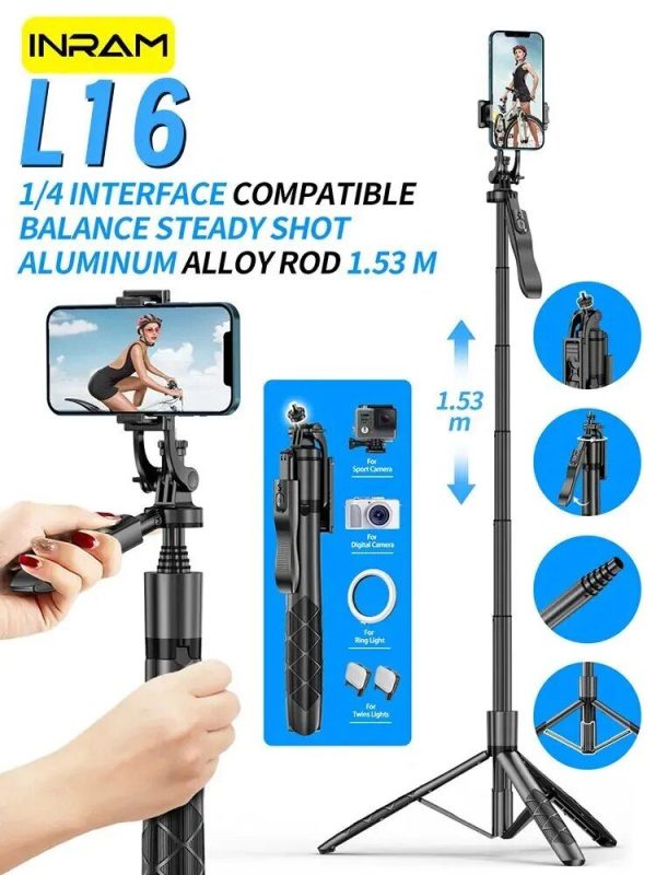 Foldable L16 Wireless Selfie Stick Tripod Stand with Bluetooth - Perfect for Gopro, Smartphones & Cameras - Image 8