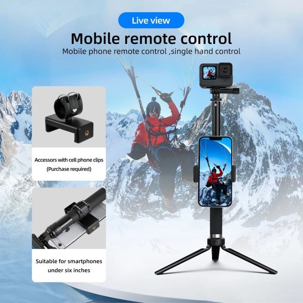 Aluminum Alloy Extendable Selfie Stick Monopod Tripod for Action Cameras and Smartphones - Image 3