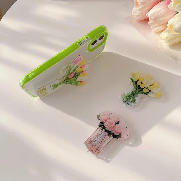 Fashion Cloud Quicksand Phone Ring Stand with Flower Bracket - Image 4