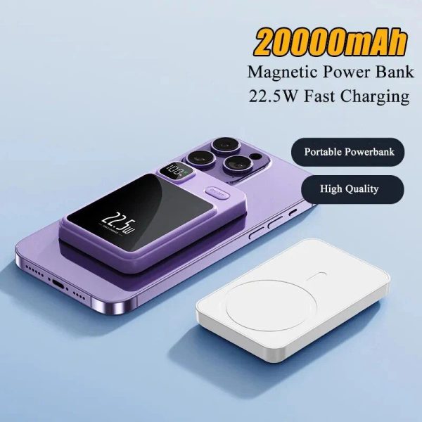 30,000mAh Magnetic Fast-Charging Power Bank with PD20W Wireless & LED Display - Image 8