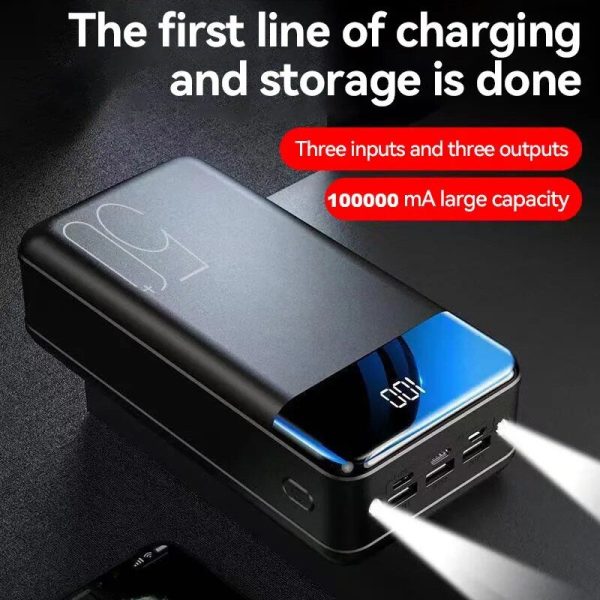 100,000mAh Fast Charging Portable Power Bank with 3 USB Outputs - Image 3