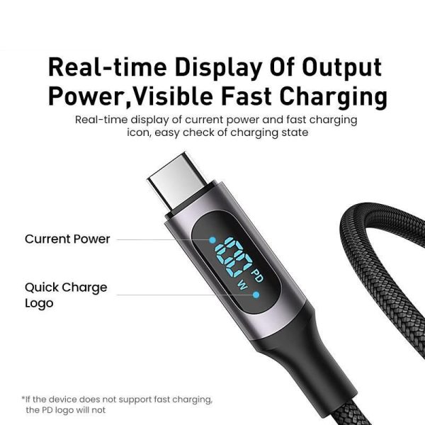 100W LED USB-C Fast Charge & Data Sync Cable - Image 3