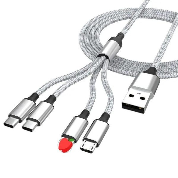 4-in-1 Fast Charge & Data Sync Multi Charger Cable for Android, iPhone & Type-C Devices