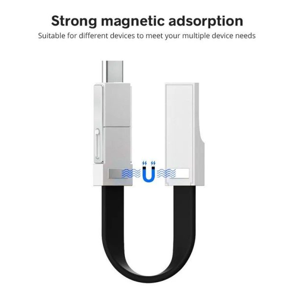 Compact 3-in-1 Magnetic Keychain USB Cable - Micro USB, Type-C, Lightning - Image 5