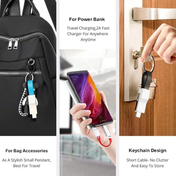 Compact 3-in-1 Magnetic Keychain USB Cable - Micro USB, Type-C, Lightning - Image 6