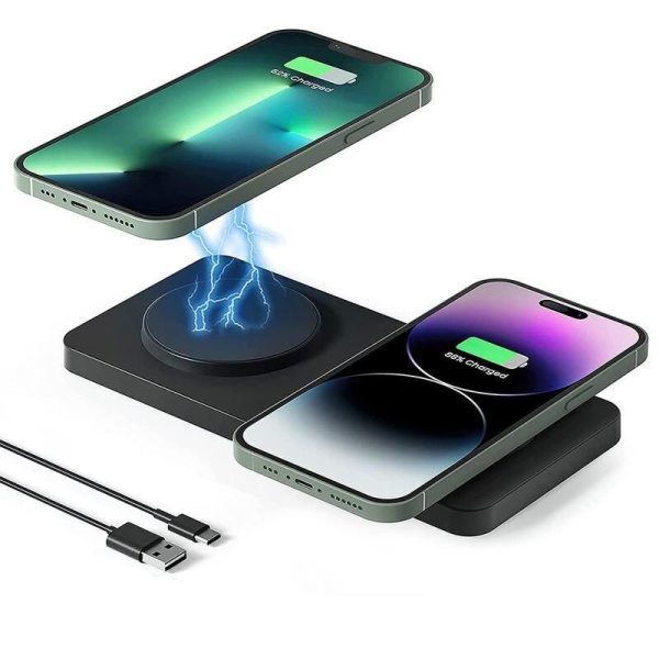 Dual Magnetic 2-in-1 Wireless Charger Stand for iPhone & Samsung - Image 2