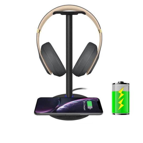 2-in-1 Fast Wireless Charging Pad & Headphone Stand