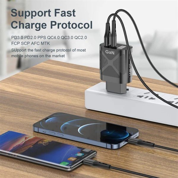 65W GaN Fast Charge Adapter - Type C PD & Quick Charger for Laptops & Smartphones - Image 3