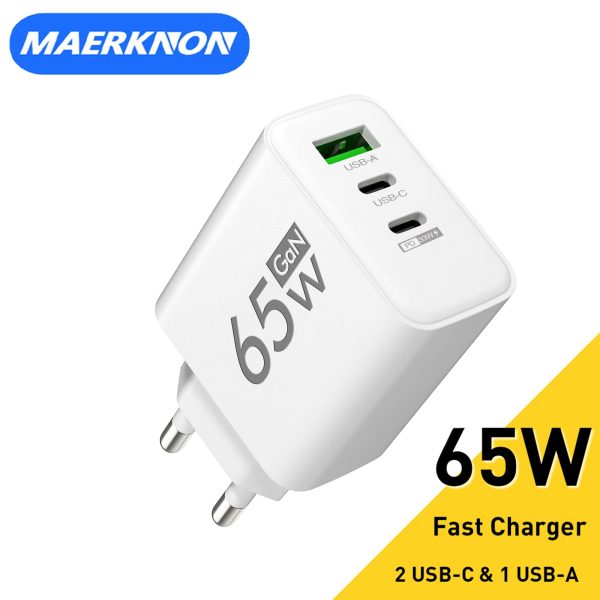 65W GaN USB-C Fast Charger with PD & Quick Charge 3.0 - Image 2