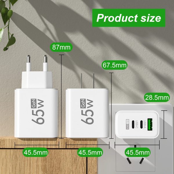 65W GaN USB-C Fast Charger with PD & Quick Charge 3.0 - Image 5