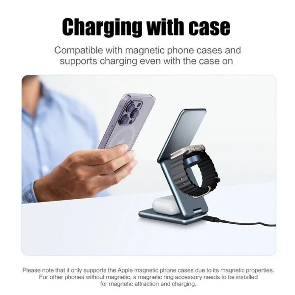 3-in-1 Magnetic Foldable Fast-Charging Wireless Charger Stand for iPhone 14, 13, 12, Samsung Galaxy Watch, iWatch - Image 6