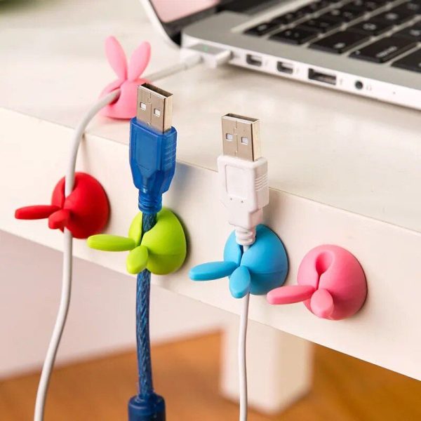 Adhesive Bunny Cable Clip Organizers - 4Pc Cartoon Wire Holders - Image 2