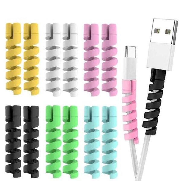 Adorable Spiral Cable Protectors - Universal Data Line Saviors (1/12 Pack)