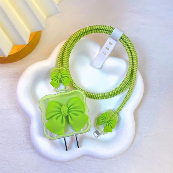 3D Cute Bow Knot Cable Protector & Organizer Set for iPhone