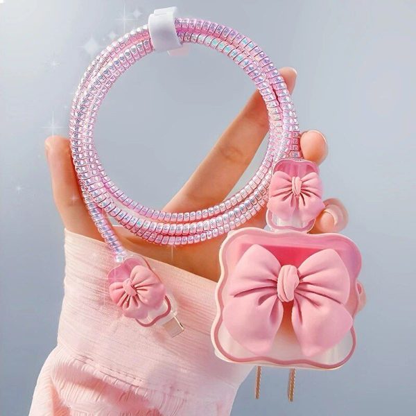 3D Cute Bow Knot Cable Protector & Organizer Set for iPhone - Image 2