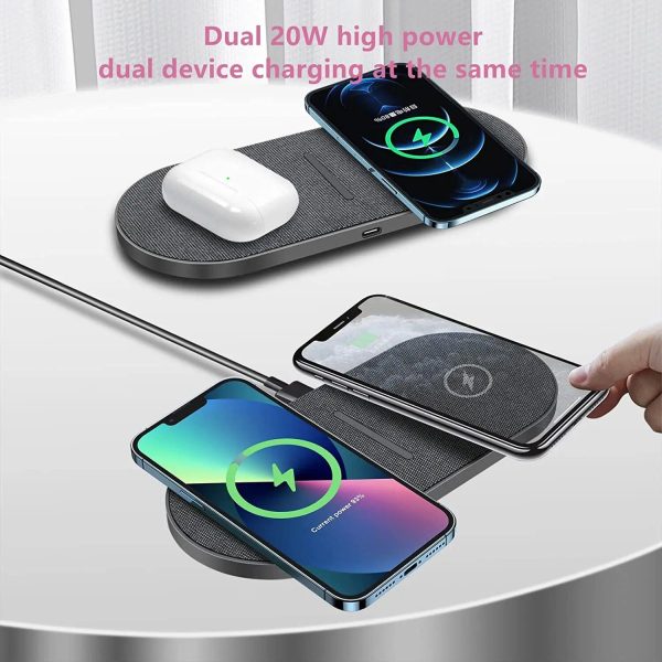 40W Dual Wireless Fast Charging Pad for iPhone, Samsung, and AirPods - Image 3