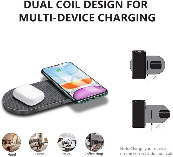 40W Dual Wireless Fast Charging Pad for iPhone, Samsung, and AirPods - Image 4