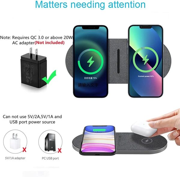 40W Dual Wireless Fast Charging Pad for iPhone, Samsung, and AirPods - Image 7