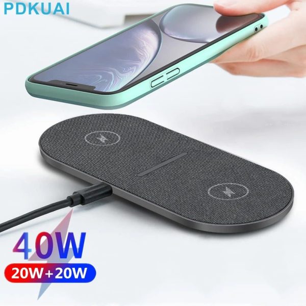 40W Dual Wireless Fast Charging Pad for iPhone, Samsung, and AirPods - Image 2