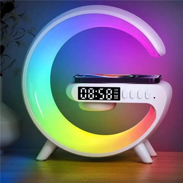 Mini Multifunction Wireless Charger with Speaker and RGB Night Light - Fast Charging Stand for All Qi-Enabled Devices