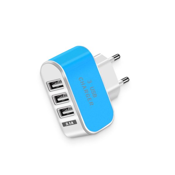 Blue 3 Ports USB Charger - Image 2