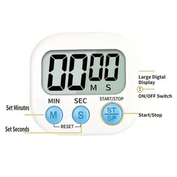 Digital Kitchen Timer with Magnetic LCD Countdown Display - Image 3