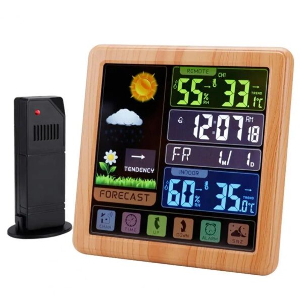 Wireless Multi-Language LCD Weather Station with Alarm Clock & Hygrometer - Image 4