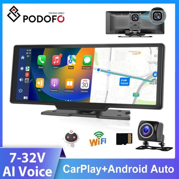 10.26" Wireless Car Mirror Monitor with Video Recording & Carplay Integration - Image 2