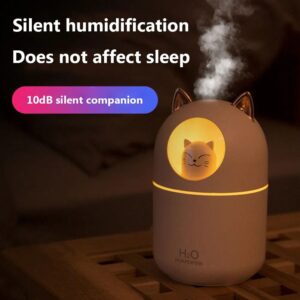 Cute Cat USB Air Humidifier with Aroma Diffuser and Colorful Night Light - Image 2