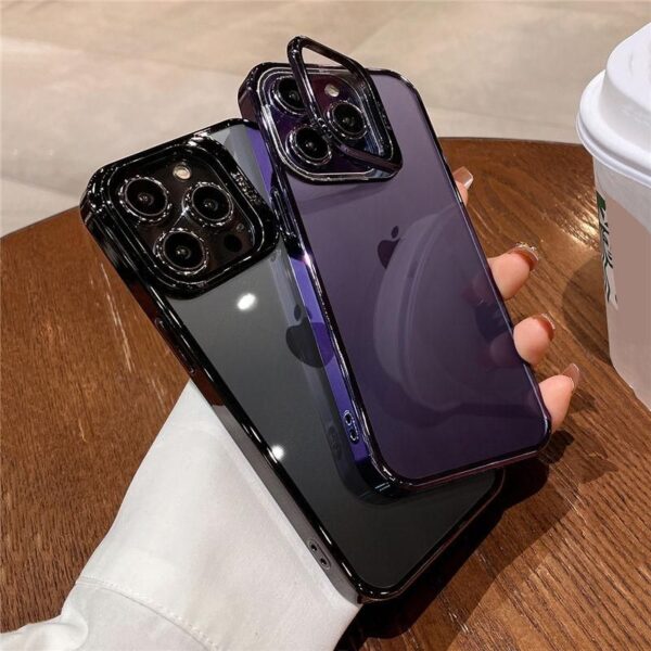 Clear Shockproof Cover with Invisible Glass Camera Lens Stand