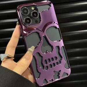 3D Skull Luxury Silicone Phone Case for iPhone Models - Shockproof with Mirror Film - Image 4