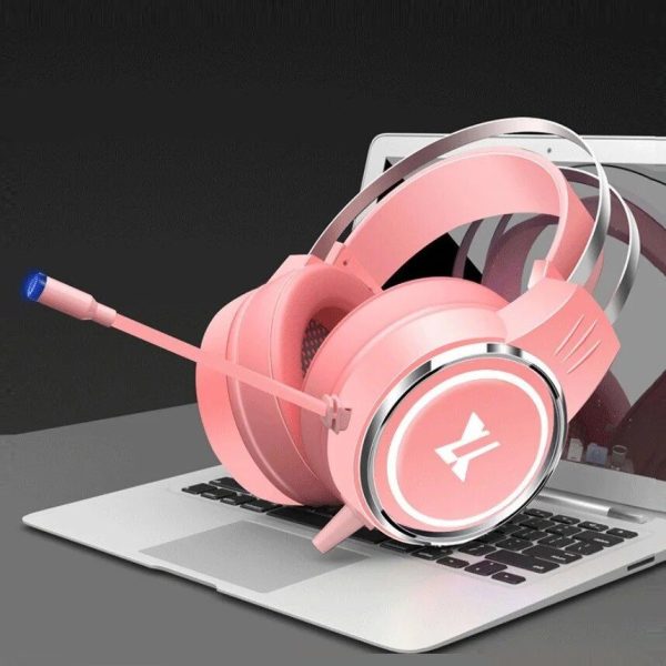 Wired Pink Gaming Headset with Microphone & USB - Stereo Over-the-Ear for PC & Notebook - Image 3