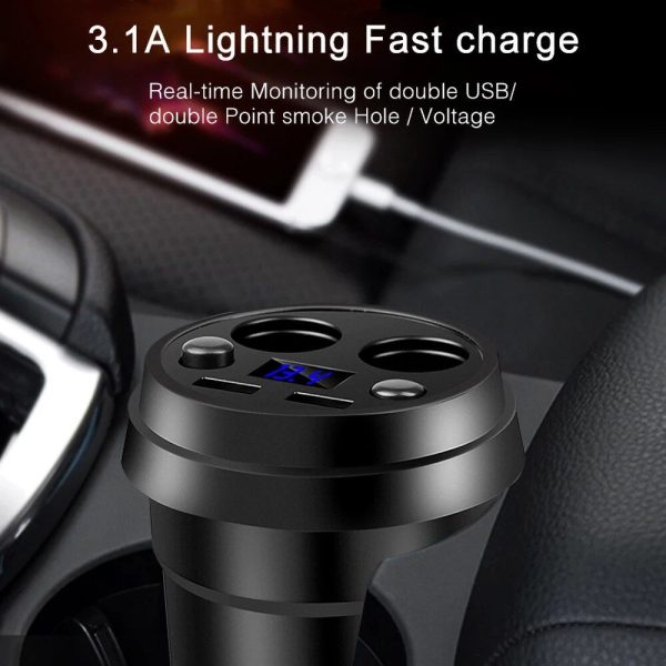 Dual USB Car Charger with Cigarette Lighter Splitter and LED Voltage Display - Image 7