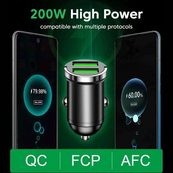 200W Dual USB Fast Charging Car Phone Adapter with QC 3.0 - Image 4