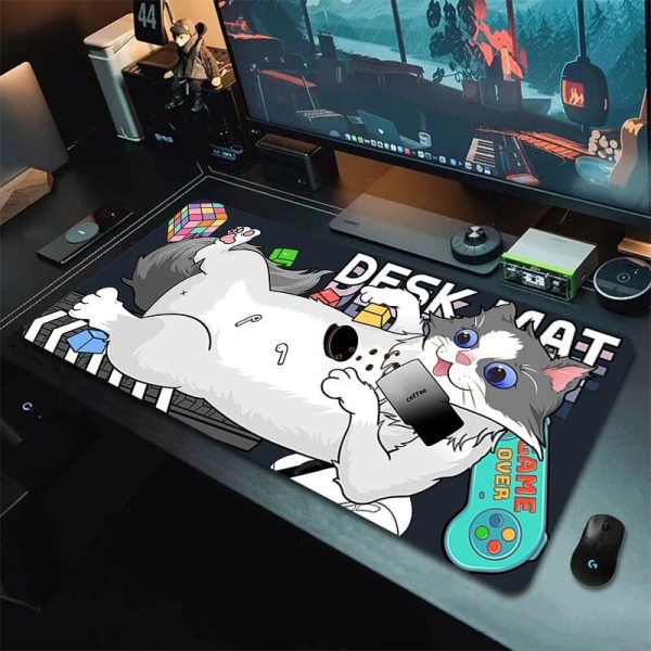 Cute Cat XXL Gaming Mousepad - Non-Slip, Stitched Edges, HD Print Desk Mat