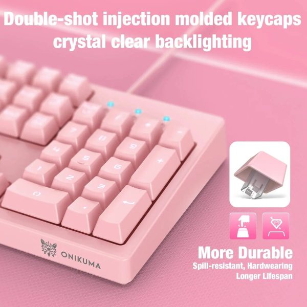 Chic Pink LED Backlit Wired Gaming Keyboard with Ergonomic Design - 104 Keys - Image 5