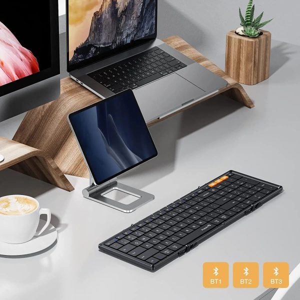 Wireless Foldable Bluetooth Keyboard - Sync 3 Devices, Portable, Full-Size, Quiet Typing - Image 7