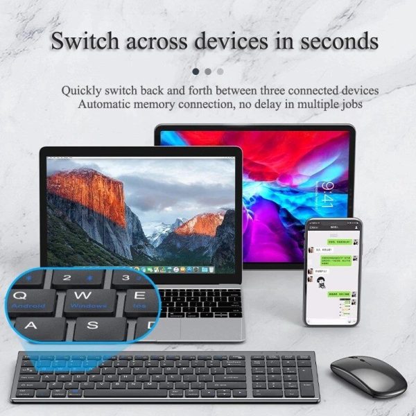 Wireless Keyboard - Bluetooth 5.0 & 2.4G Mini Multimedia Set for Laptop, PC, TV & More - Image 3