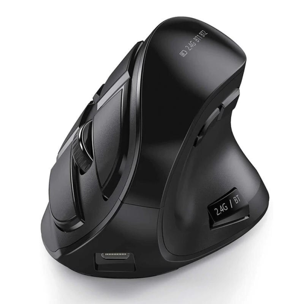 Multi-Device Ergonomic Vertical Wireless Mouse with Bluetooth & Rechargeable Battery