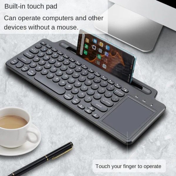 Multi-Device Wireless Touchpad Keyboard - 3-in-1 Connectivity for Tablet, Desktop, and Smartphone - Image 3