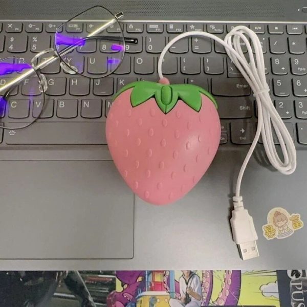 Pink Strawberry Optical Wired Mouse - Cute Gaming & Office Essential - Image 7