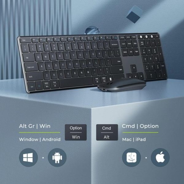 Ultra-Slim Multi-Device Rechargeable Bluetooth Keyboard & Mouse Combo - Wireless, Ergonomic Design for Mac/Win/Android/iOS - Image 4