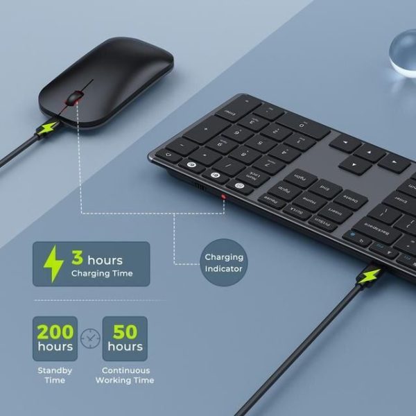 Ultra-Slim Multi-Device Rechargeable Bluetooth Keyboard & Mouse Combo - Wireless, Ergonomic Design for Mac/Win/Android/iOS - Image 5