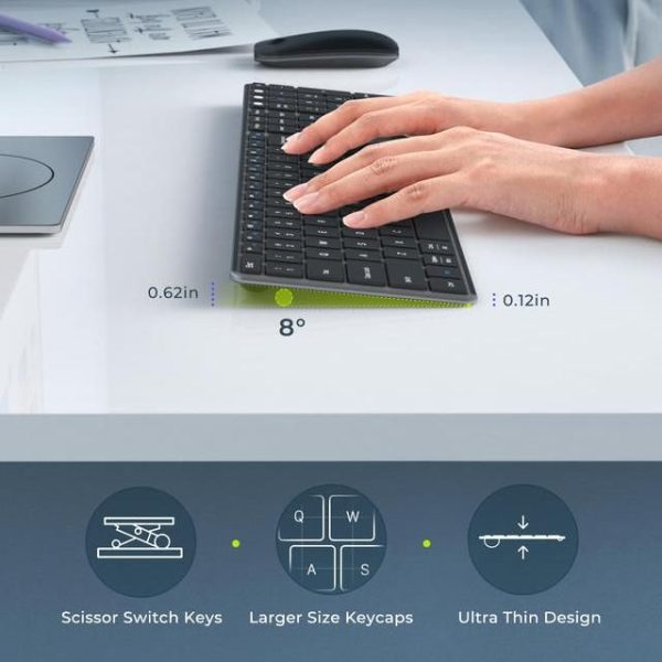 Ultra-Slim Multi-Device Rechargeable Bluetooth Keyboard & Mouse Combo - Wireless, Ergonomic Design for Mac/Win/Android/iOS - Image 3