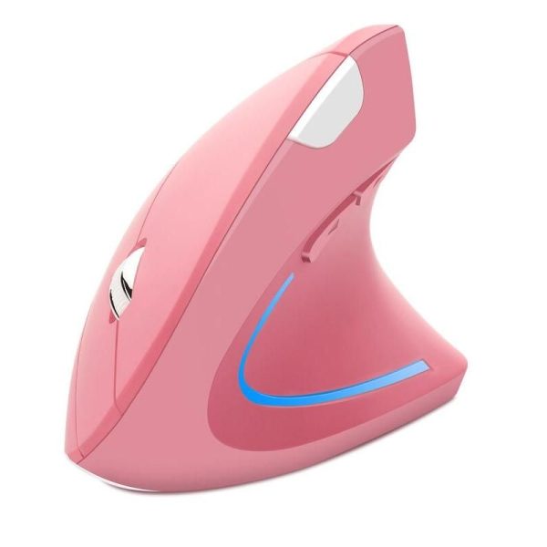 Ergonomic Wireless Vertical Gaming Mouse with RGB Lighting - Pink