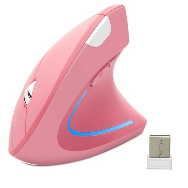 Ergonomic Wireless Vertical Gaming Mouse with RGB Lighting - Pink - Image 3